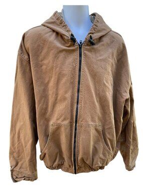 Bulwark Flame-Resistant Brown Hooded Jacket 3XL-RG With Zip Front & Elastic Hem